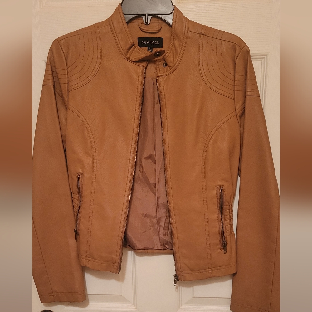 Large Tan Faux Leather Jacket